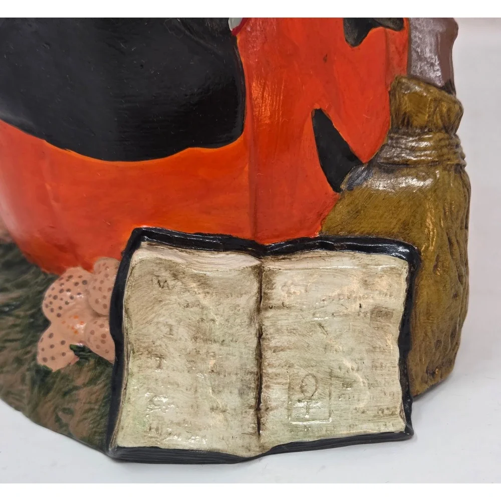 Byron Molds 1972 Vintage Ceramic Witch Jack-O-Lantern Cat Figurine 10in